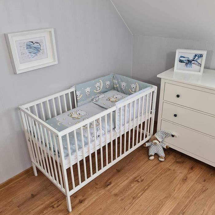 Berceau En Bois Blanc Avec Parure De Lit 8 Pieces Pour Un Enfant 60 X 1 Cm 256 Cdiscount Puericulture Eveil Bebe