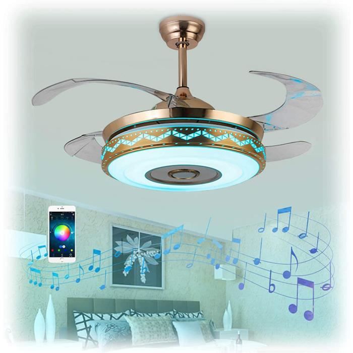 Plafonnier sans fil 50cm ventilateur de plafond intelligent avec lampe  ventilateur électrique chambre ventilateur décoratif lampe intelligente App