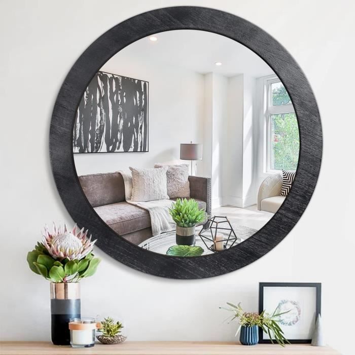 Miroir Mural Rond Rond Noir De 50 Cm Pour Décoration D'Intérieur, Salle Miroir Mural Rond Rond Noir De 50 Cm Pour Décoration D'Intérieur, Salle