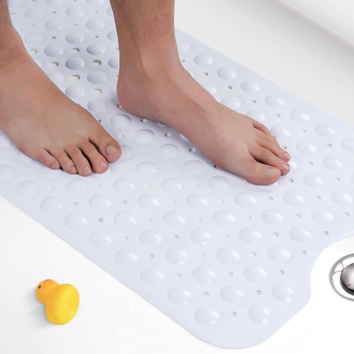 HITSLAM Tapis De Baignoire Antidérapant Extra Long 101x40 Cm – Transparent, 200 Ventouses, Lavable Machine, Sans BPA