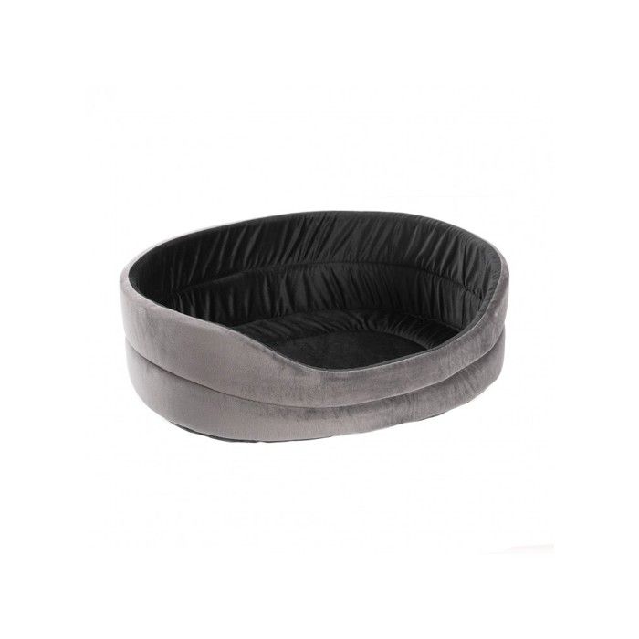MON AMI LUKI - PANIER VELVET ANTIDERAPANT - GRIS ET NOIR - CHIEN - 60x50x18CM