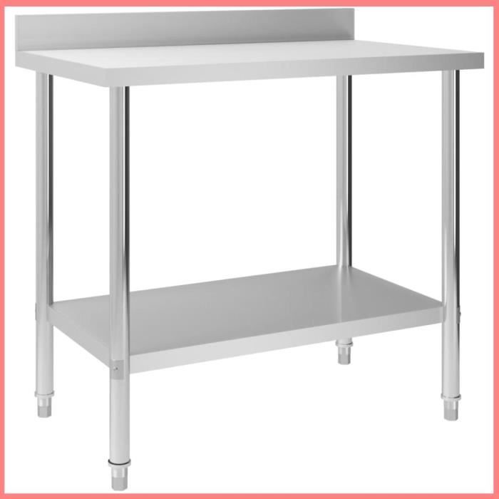 PA0054 Table de travail de cuisine avec dosseret 110x55x93 cm inox