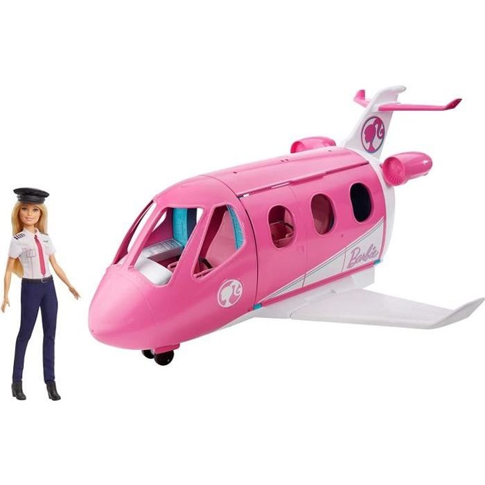Avion de Rêve Barbie - Mobilier coffret poupée pilote - Plus de 15 accessoires - Jouet pour enfant - GJB33
