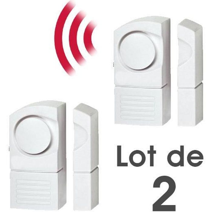 Lot de 1 Détecteur Alarme d’Ouverture Sans Fil de Porte, Fenêtre, Garage,  Baie Vitrée, Velux etc