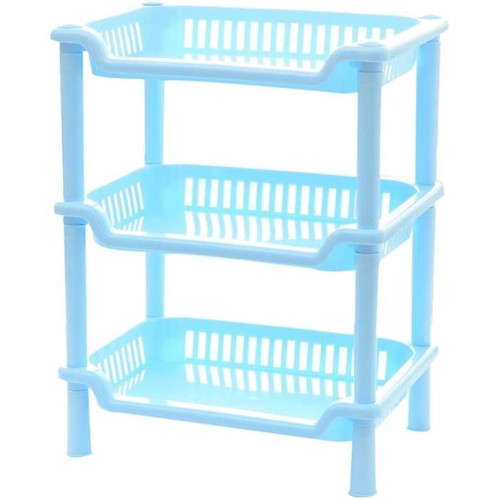 Étagère de rangement au sol pour salle de bain, étagère d'angle autoportante, étagère multifonctionnelle en plastique, capacité spacieuse pour accessoires de salle de bain, bleu nordique (4 niveaux