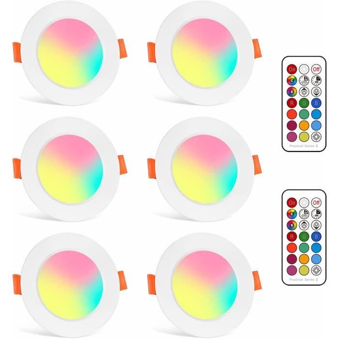 LED Spots Encastrables Ampoule RGB Couleur Changement Lampe Blanc Chaud 2700K de plafond du Jour Plafonnier Encastré 8W AC [153]