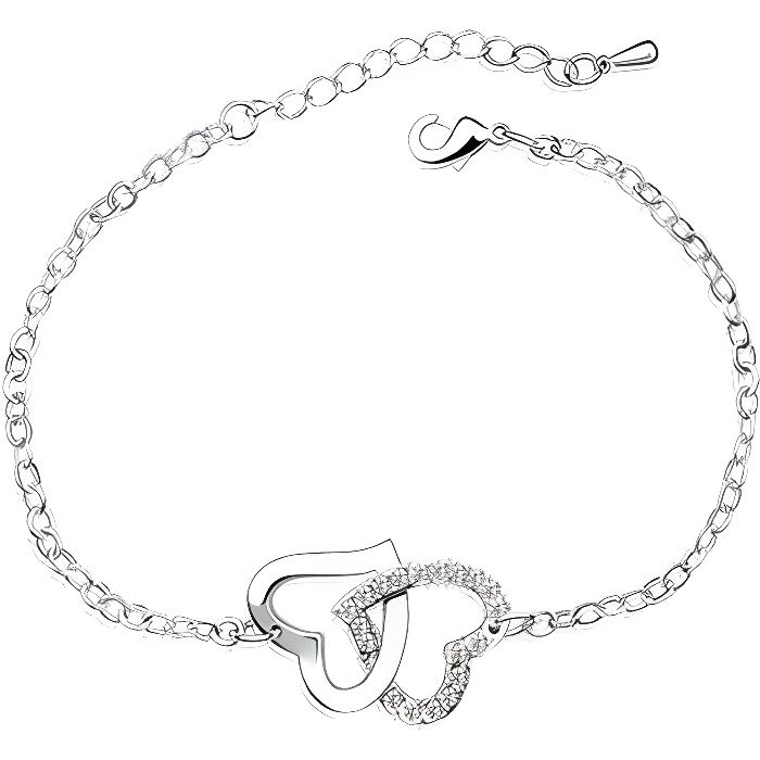 Bracelet Coeurs entrelacés Cristal de Swarovski Elements Blanc