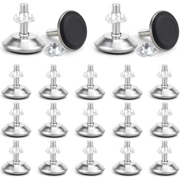 SPDYCESS 8 pcs M8 X 43MM Pied Réglable à Base Ronde, Pieds de