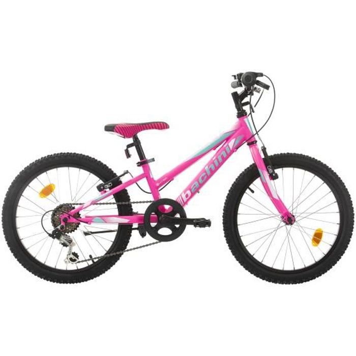 VTT - BACHINI JESSIE - 20 pouces - 6 vitesses - Freins V-brake - NEON ROSE/BLANC