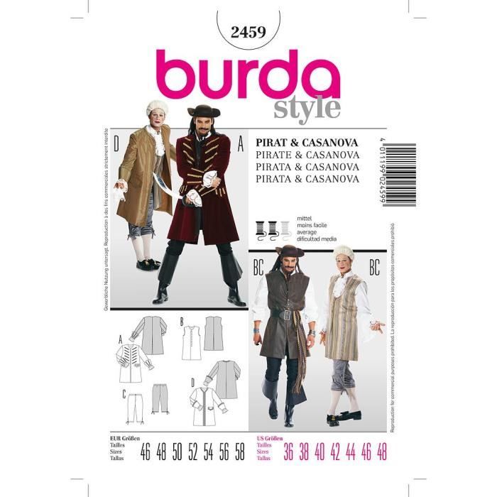 Patron Burda 2459 Historique Pirate Casanova Cdiscount Beaux Arts Et Loisirs Creatifs Patron Burda 2459 Historique Pirate Casanova Cdiscount Beaux Arts Et Loisirs Creatifs
