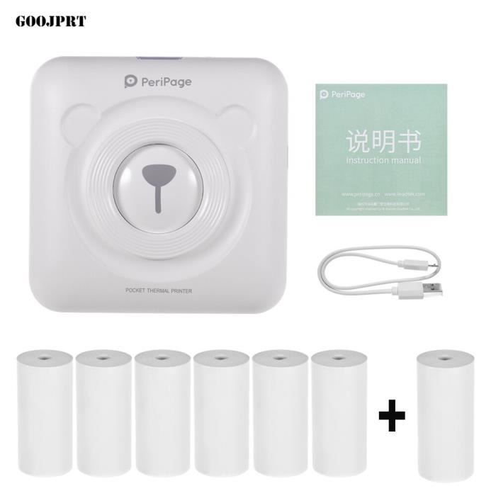 Imprimante Photo Portable Bluetooth – Peripage, Pour Smartphone Et PC | Papier Thermique 57 Mm, Batterie Intégrée