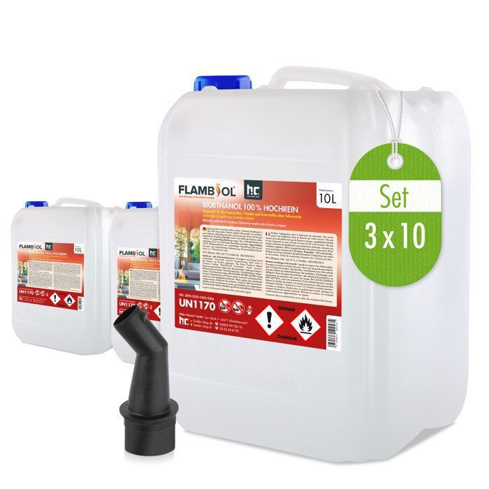 Bioéthanol GiDeli Parfum Coco - Lot De 3 X 10L - Sans Fumée Ni Suie - Pour Cheminées Et Braseros Intérieur/extérieur