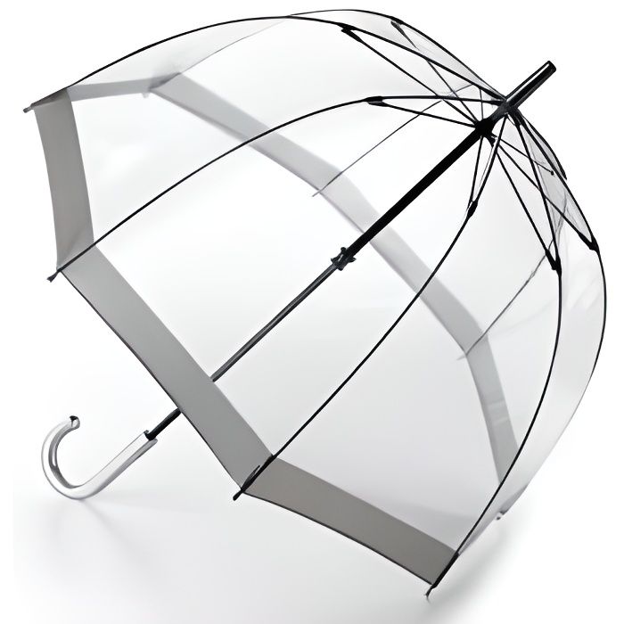 COLLAR AND CUFFS LONDON 95KPH Parapluie Canne Transparent Solide Homme Femme Automatique - Resistant Au Vent Fort Robuste Tempete De Marche - Poignée Antidérapante - Fibre De Verre - Couture Noire