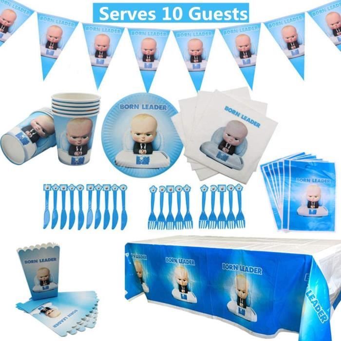 Vaisselle Geenber Ensemble De Fournitures De Fete Boss Baby Paquet De 78 Decorations De Fetes D Anniversaire Vaisselle 2315 Cdiscount Maison