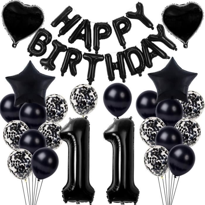 Kit Décoration Anniversaire 11 Ans Garçon Bleu - Ballons Nombre 11, Guirlande, Décorations Gâteau - Pour Fête