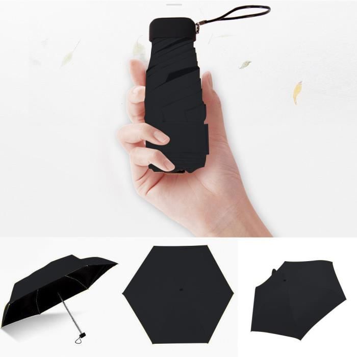 Galatée Mini Protection Anti UV Parapluie Pliant Parapluie de Poche Parapluie Léger Compact Parapluie Coupe-Vent avec Boîte de Capsule pour Femme Avocat