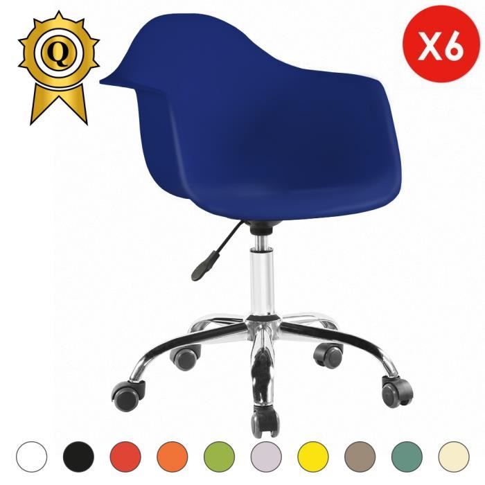 6 X Fauteuil Bureau Style Eames Eiffel Daw Roulettes Chrome Pivotant Assise Reglable Bleu Marine Mobistyl Achat Vente Chaise De Bureau Bleu Soldes Sur Cdiscount Des Le 20 Janvier Cdiscount