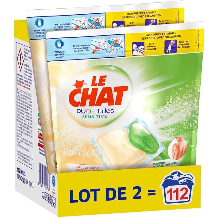 Sensitive duo-bulles – 112 lavages (2 x 56 doses) – lessive ...