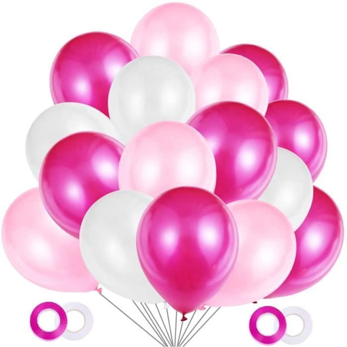 100 pièces ballons rose blanc fuchsia, ballons de mariage, ballon helium  gonflable pour anniversaire happy birthday baptême fille, - Cdiscount Maison