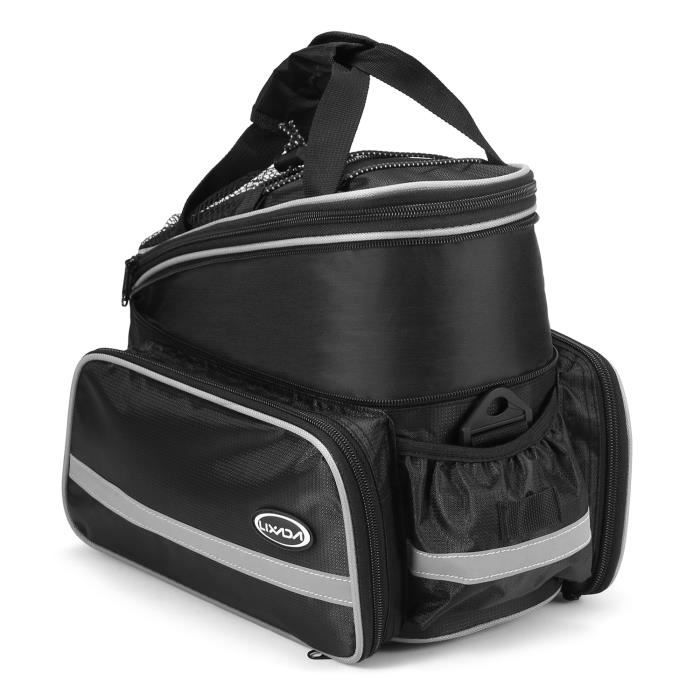 Sacoche Vélo Double Étanche 30 L – Porte-bagages, Nylon 900D, Bandes Réfléchissantes, Fixation 4 Points, Noir