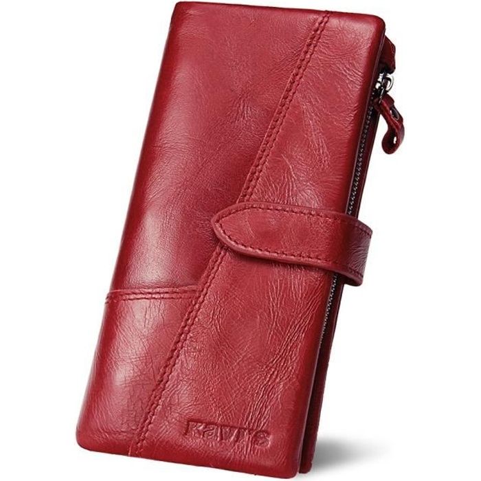 Portefeuille En Cuir Véritable Frentree – Protection RFID – 15 Emplacements – Noir