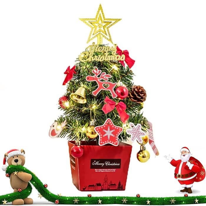 Mini Sapin de Noël avec Accessoires, Artificiel Arbre de Noël avec LED
