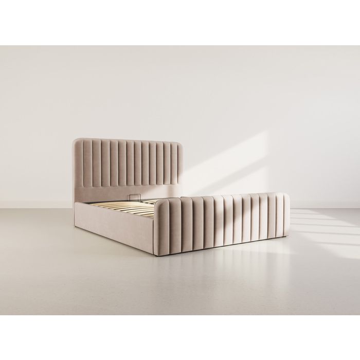 Alice - lit coffre queen size - 160x200 cm - en velours - Taupe Alice - lit coffre queen size - 160x200 cm - en velours - Taupe