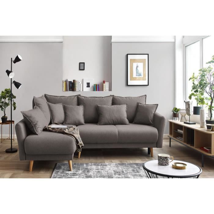 bobochic canape d angle convertible mia taupe angle gauche convertible coffre jete de coussins achat vente canape sofa divan cdiscount