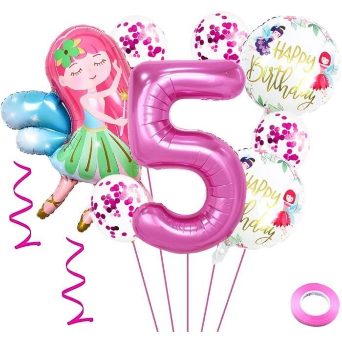 71 Pièces Kit Ballons Anniversaire Princesse 5 Ans - Toile De Fond + Décorations Fille