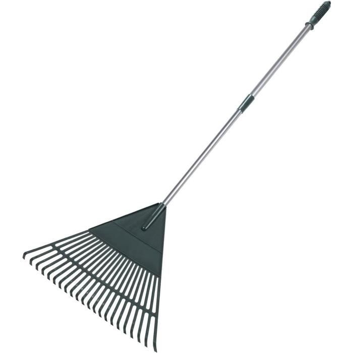 Râteau à Feuilles Télescopique 165 Cm - 25 Dents Acier - Largeur 45 Cm - Manche Réglable - Pour Jardin, Pelouse, Cour