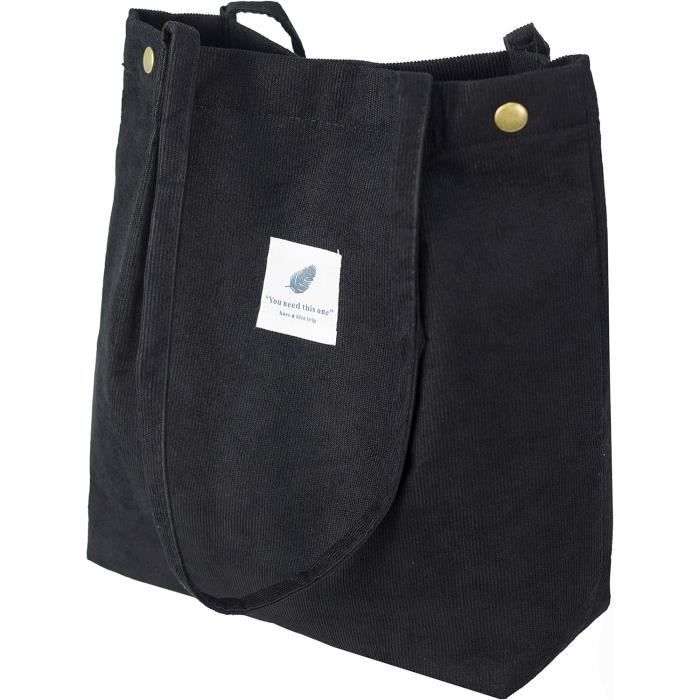 YDHfdc Tote Bag Femme Velours Côtelé - Sac Fourre-tout Rayé Grande Capacité 36x36cm - Pour École/Travail
