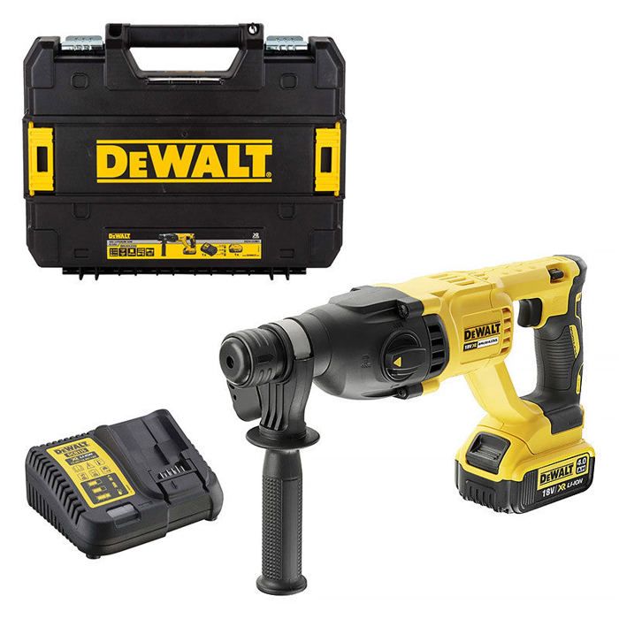 Perforateur SDS+ 18V 3 modes 2.6J + 1 batterie XR 4Ah + chargeur + coffret T STAK DEWALT DCH133M1