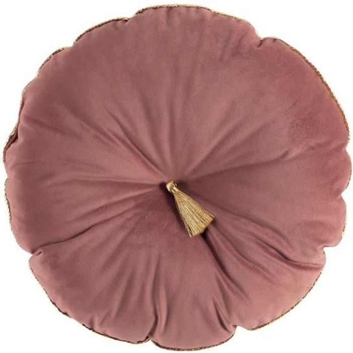 Coussin Rond En Velours Plissé 35 Cm - Décoration Canapé, Lit, Voiture - Gris Doux Et Confortable - 10