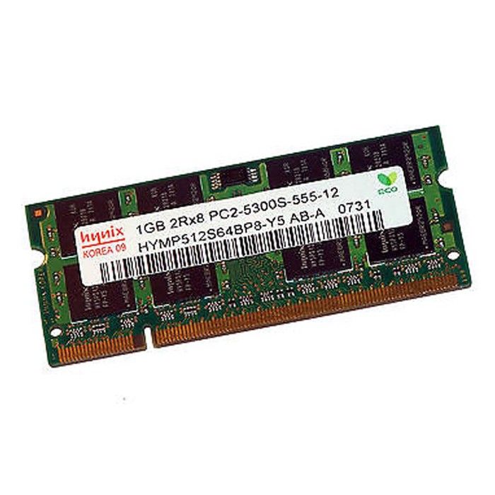 1Go Ram PC Portable Sodimm Hynix Hymp512S64Bp8-Y5 Ab-A Pc2-5300U Ddr2 667Mhz Cl5