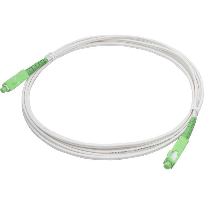 Câble Fibre Optique 2m SC/APC - Compatible Livebox Orange, SFR, Bouygues - OS2 9/125μm - Blanc