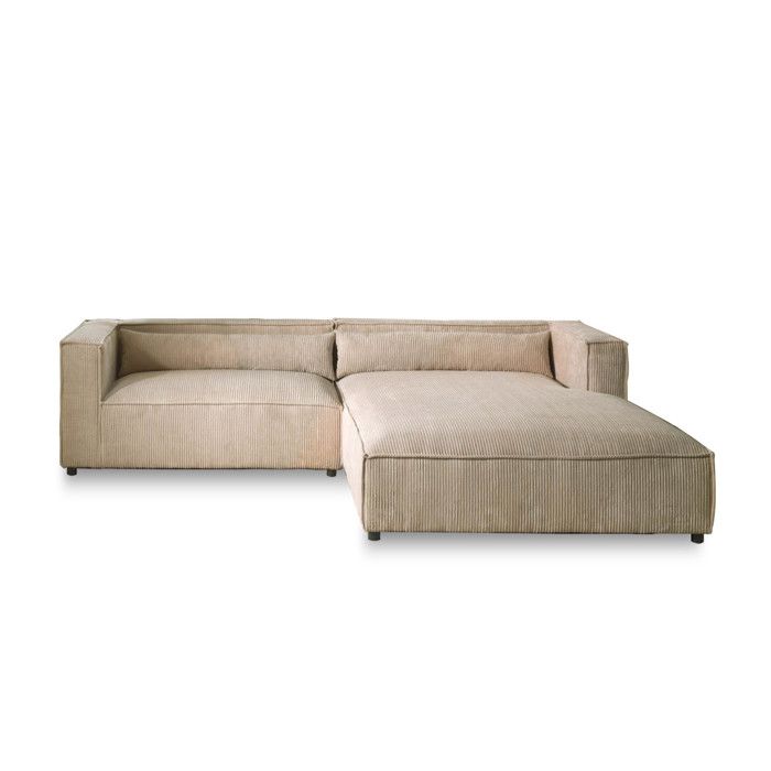 Ela - canapé dangle droit 4 places - en velours côtelé - style contemporain - Beige