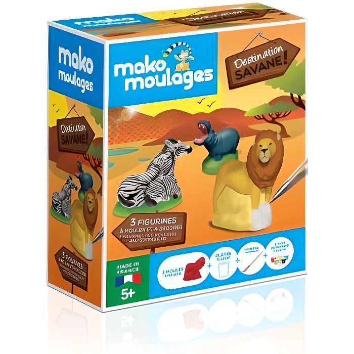 Mako Moulages - Destination Savane 3 moules Kit Créatif