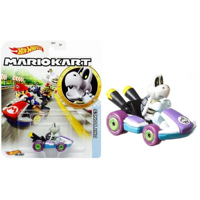 Hot Wheels Mario Kart - Véhicule en métal 1/64 - Dry Bones Standard Kart