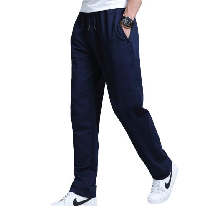 Pantalon de jogging Homme grande taille Droit Pantalon Homme VêTement  Masculin- Noir