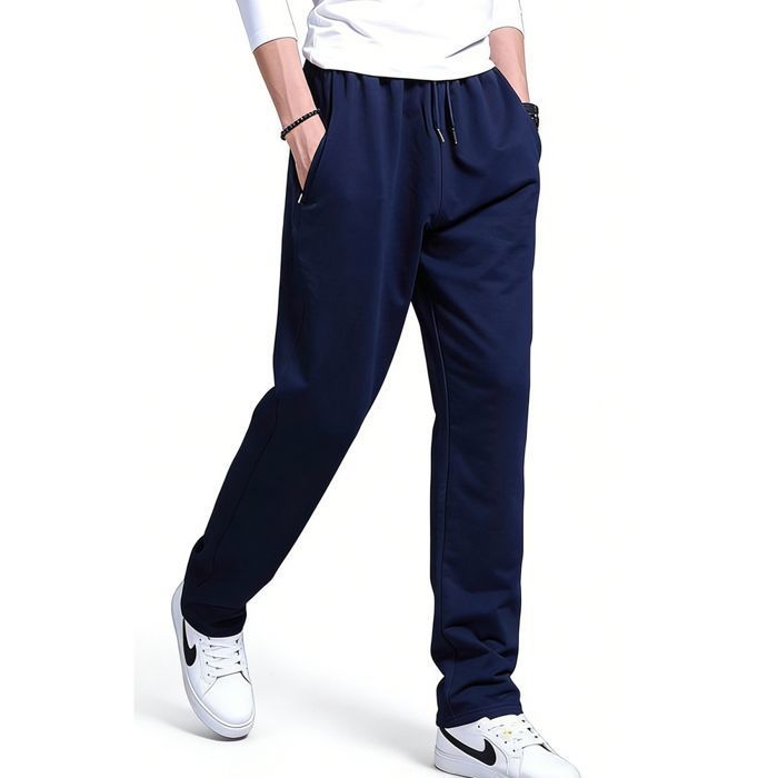 Pantalon De Jogging Homme Ourlet Droit Ouvert - Taille élastique Avec Cordon, Poches, Pour Course, Gym, Entraînement