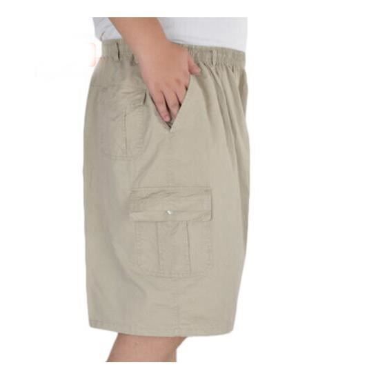 VANVENE Short cargo d'été décontracté en coton et lin pour homme, bleu, L