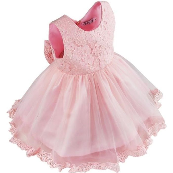 Robe de cérémonie - Fille 3-24 Mois - robe princesse cérémonie fête  anniversaire Floral Dentelle Rose - Cdiscount Prêt-à-Porter