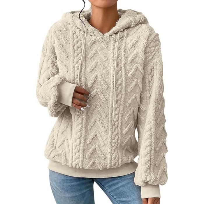 Sweat Polaire Capuche Hiver Chaud Veste Polaire Femme Blanc Grande Taille Mode Loisirs Blanc Cdiscount Pret a Porter