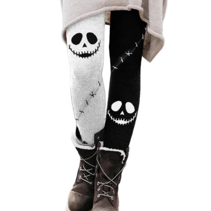 LEGGING JEGGING TREGGING Femmes Pantalons Halloween Imprime Elastique Collants d hiver pour Femme Motif de Halloween Noir Noir Cdiscount Pret a Porter