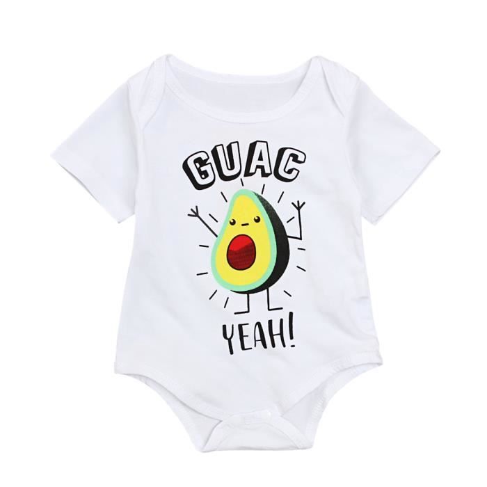 0 24 Mois Unisexe Bebe Body Avocat Imprime Barboteuse A Manche Courte Costume Mode Blanc Cdiscount Pret A Porter