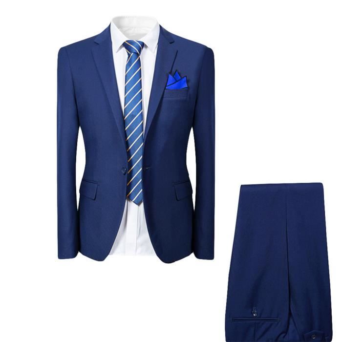 Costume Homme Mariage 2 Pieces Smoking Homme A La Mode Un Bouton Business Ceremonie Slim Vintage Costume Marine Achat Vente Costume Tailleur Bientot Le Black Friday Cdiscount