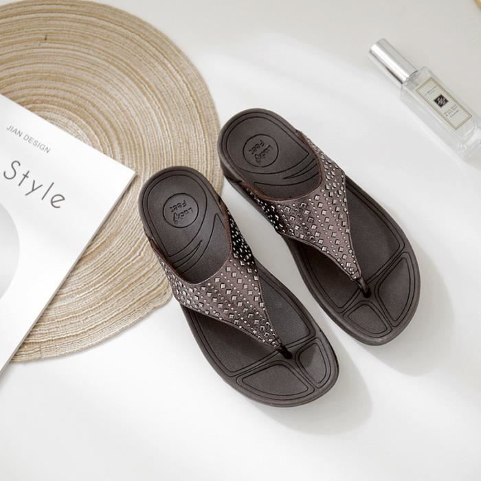 Tongs Femme YOGA sophistiquée Marron/beige