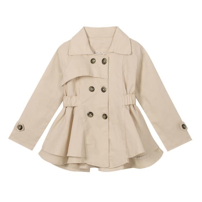 YOOJIA Enfant Filles Trench Coat Coton Automne Veste Double