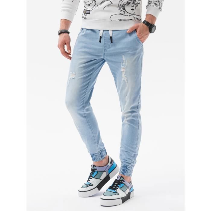 Pantalon jogger en jean Ombre Pour Homme Bleu clair Bleu clair Cdiscount Pret a Porter