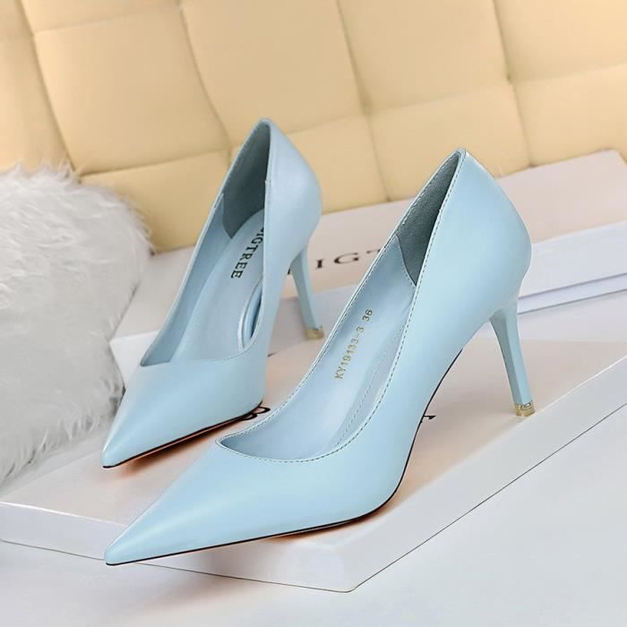 Escarpins Femme Talons Hauts 7.5CM Bleu - Mariage Profession